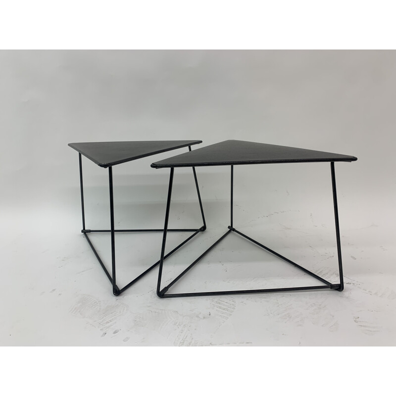 Pair of vintage modernist triangular "Oti" side tables by Niels Gammelgaard for Ikea, 1980s