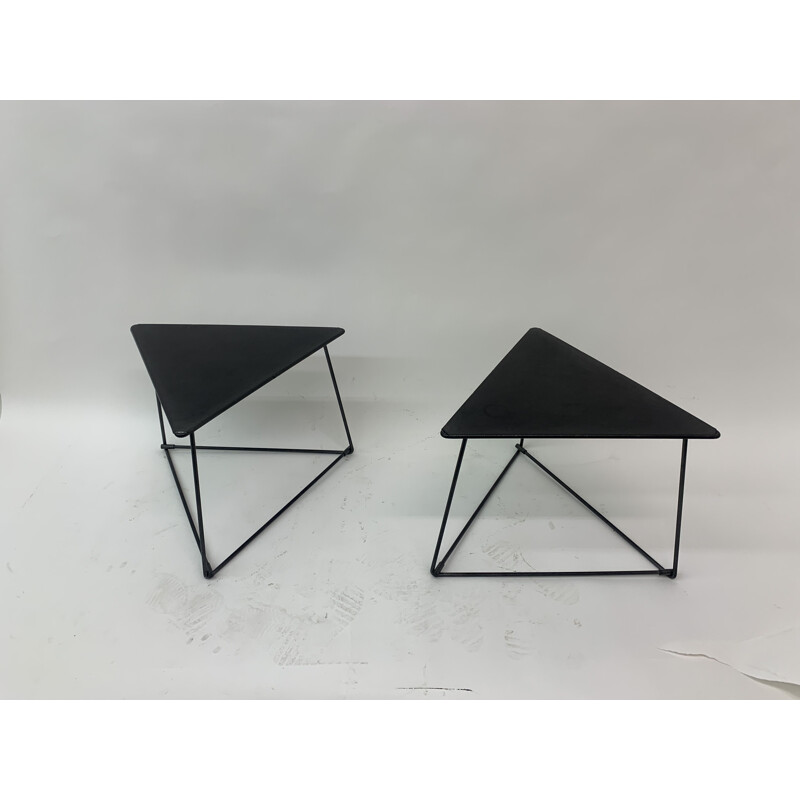 Pair of vintage modernist triangular "Oti" side tables by Niels Gammelgaard for Ikea, 1980s