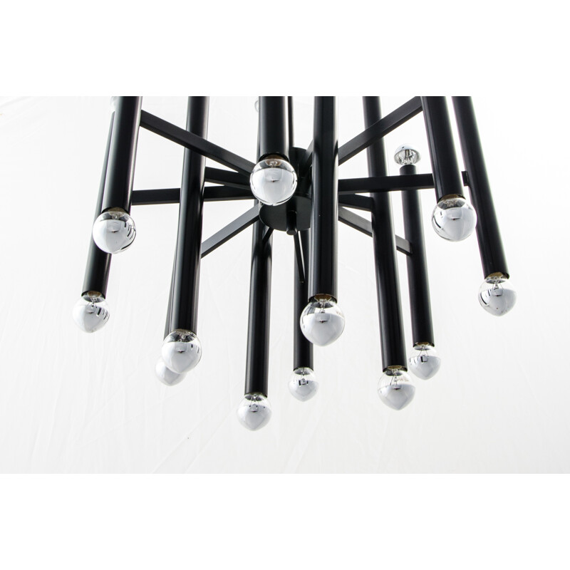 Black SA Boulanger chandelier in metal, Gaetano SCIOLARI - 1970s