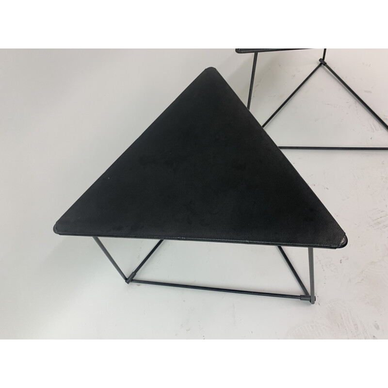 Pair of vintage modernist triangular "Oti" side tables by Niels Gammelgaard for Ikea, 1980s
