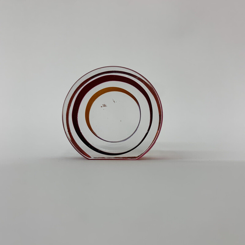 Mini sculpture cercle vintage "Round About" de Bertil Vallien pour Kosta Boda, Suède 1990