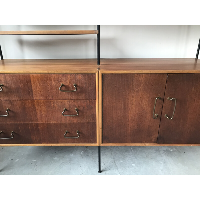 Vintage black lacquered metal storage cabinet by Peter Hayward for Vanson, UK 1950