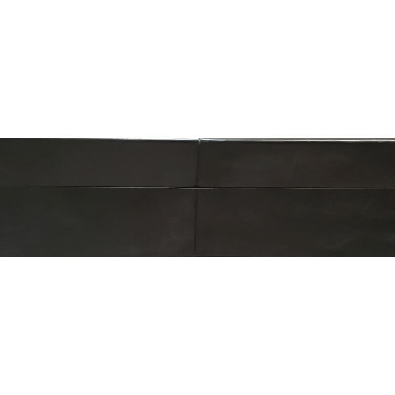 Canapé 3 places en cuir noir et métal chromé - 1960