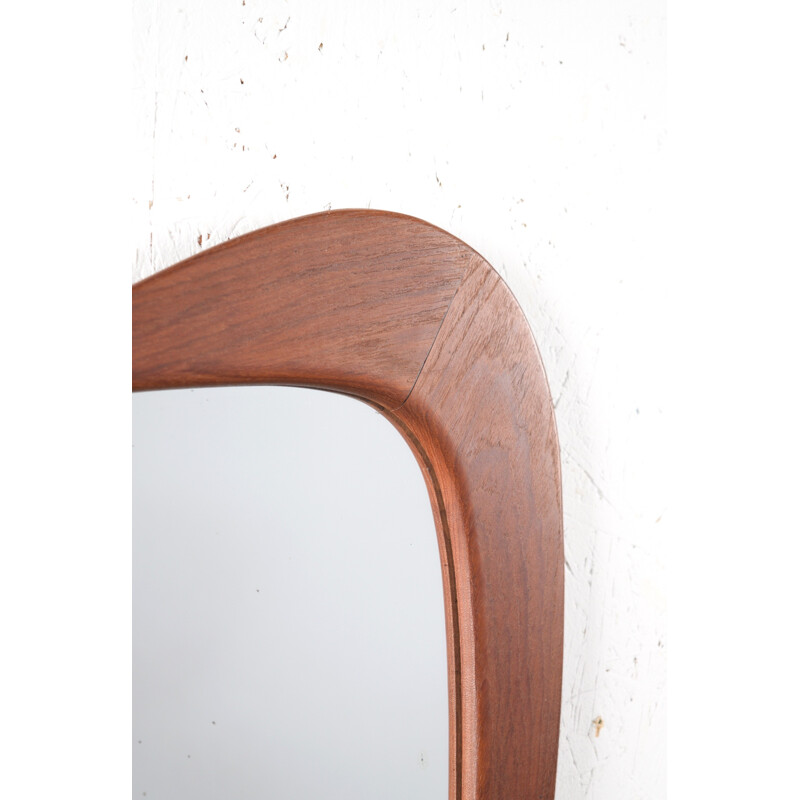 Organic shaped Danish mirror in teak - 1960s