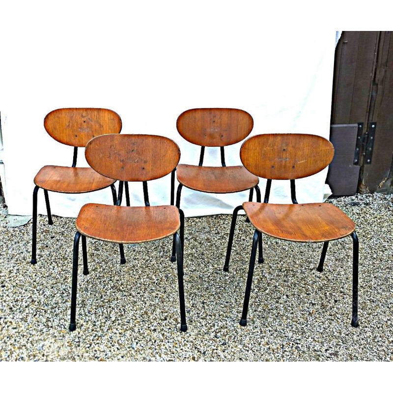 Suite of 4 Scandinavian chairs "145", Kurt NORDSTROM - 1950s