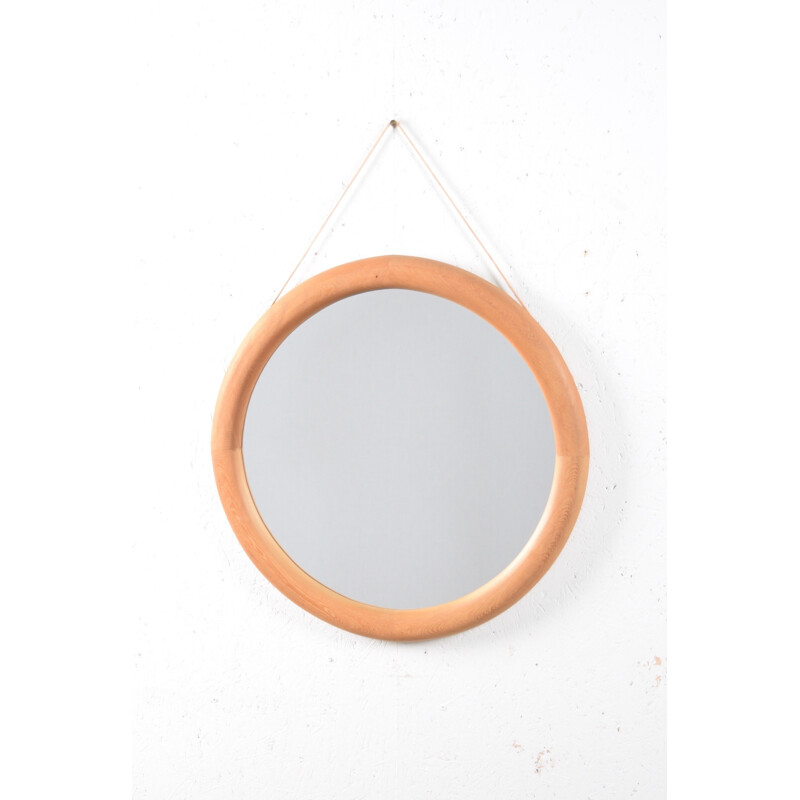 Round mirror in maple - 1960s