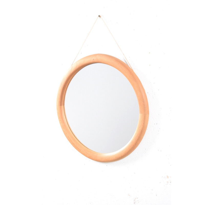 Round mirror in maple - 1960s