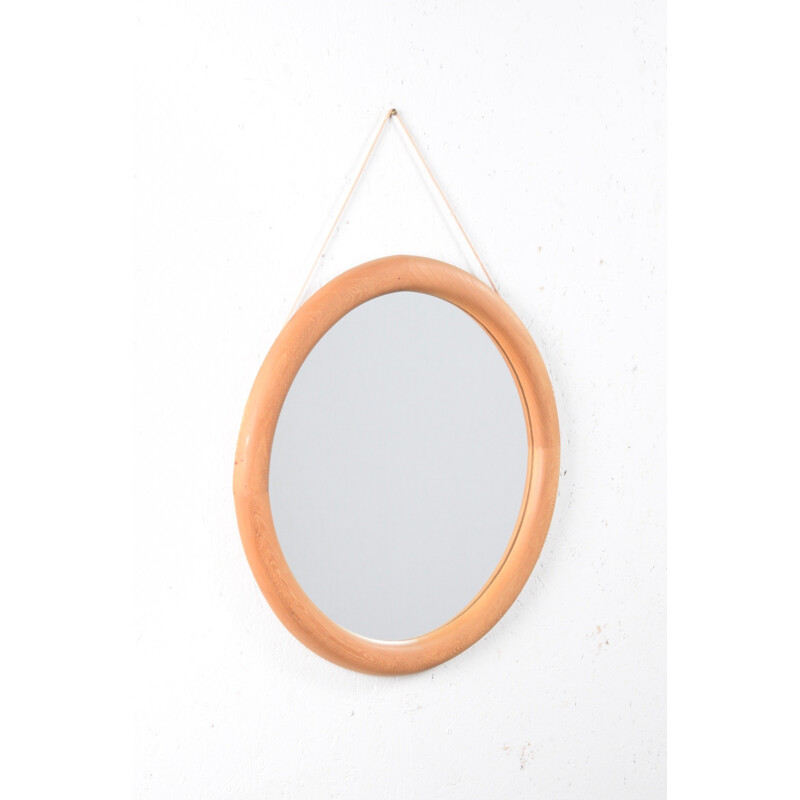 Round mirror in maple - 1960s