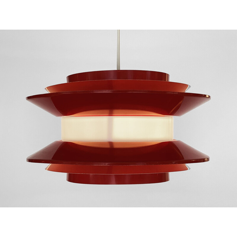 Vintage red pendant lamp "Trava" by Carl Thore for Granhaga Metallindustri, Sweden 1970s