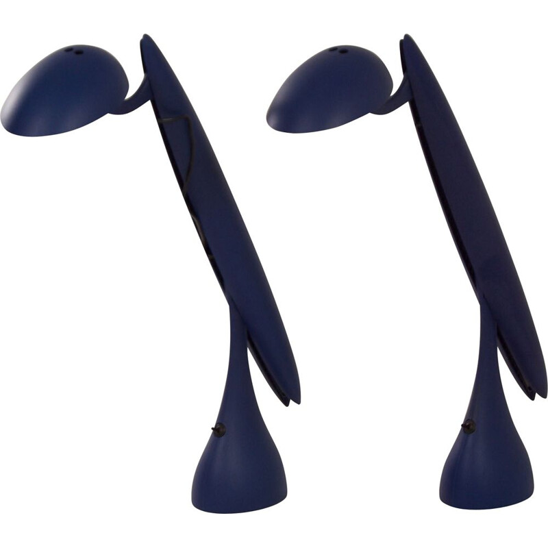 Pair of vintage "Heron" table lamps with nylon and aluminum bodies by Isao Hosoe for Luxo, Norway 1990