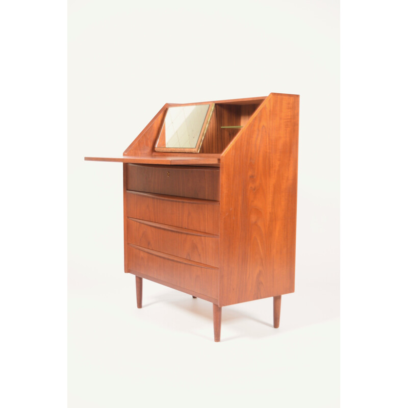 Danish teak secretary desk with mirror - 1950s