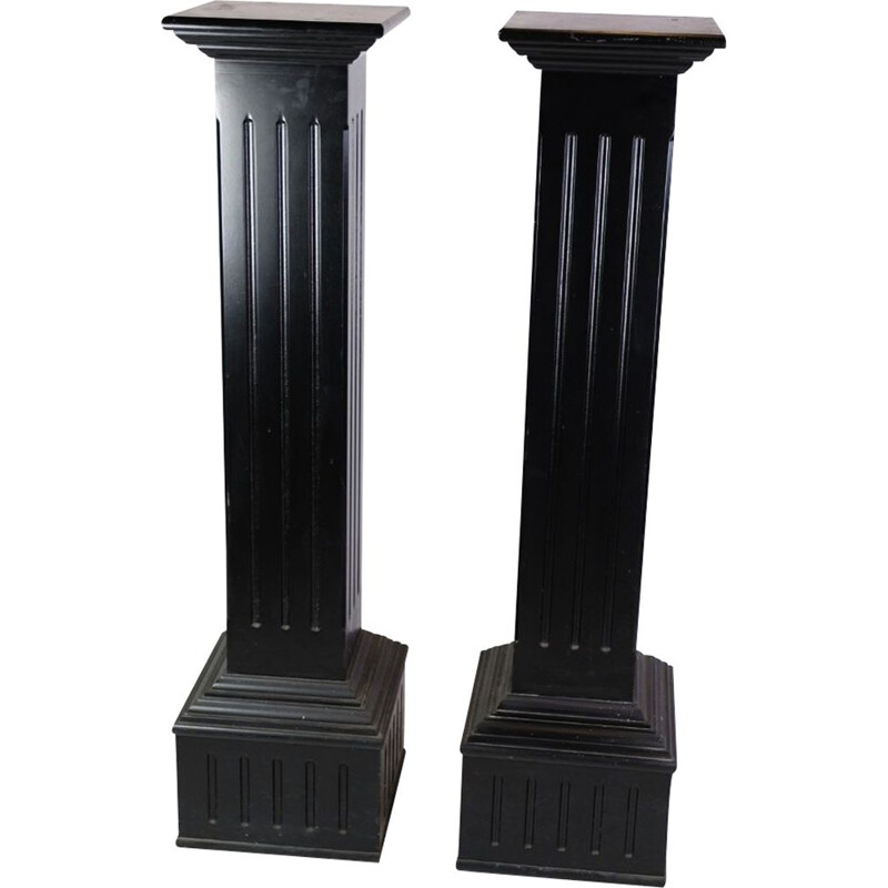 Pair of vintage pedestals with black paint, 1980