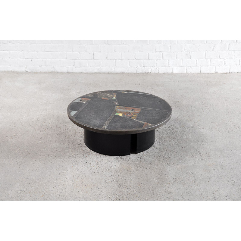 Table basse brutaliste vintage en pierre naturelle par Paul Kingma, Pays-Bas 1980