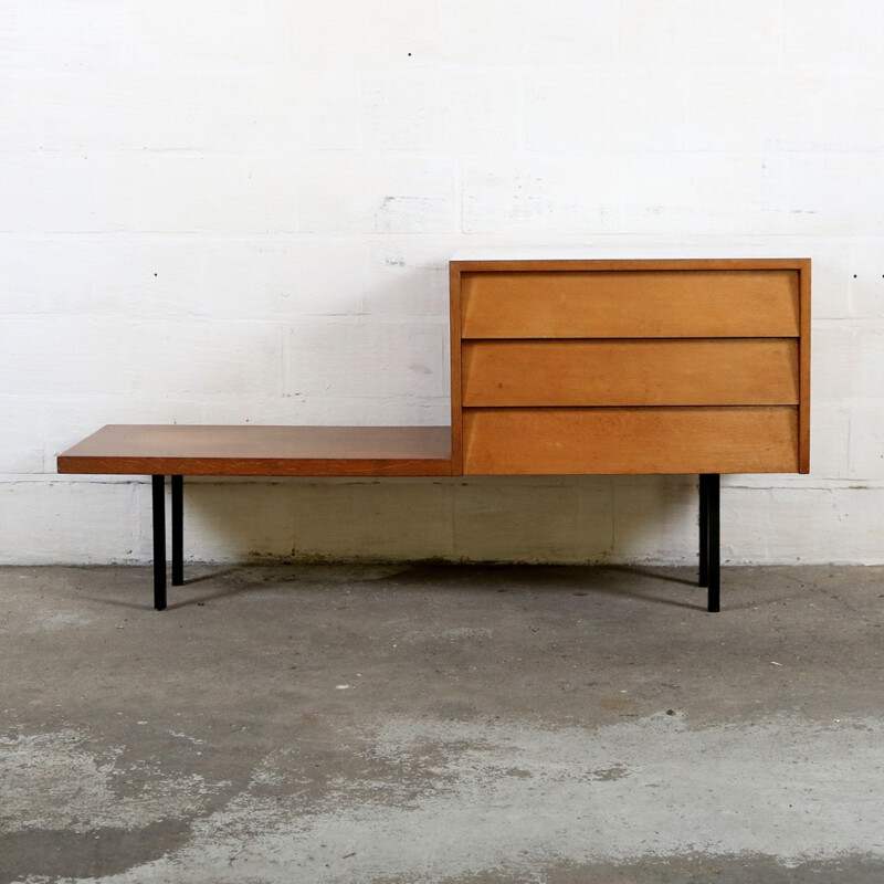 Small Belgian chest of drawers in wood and formica, Jos DE MEY - 1960s
