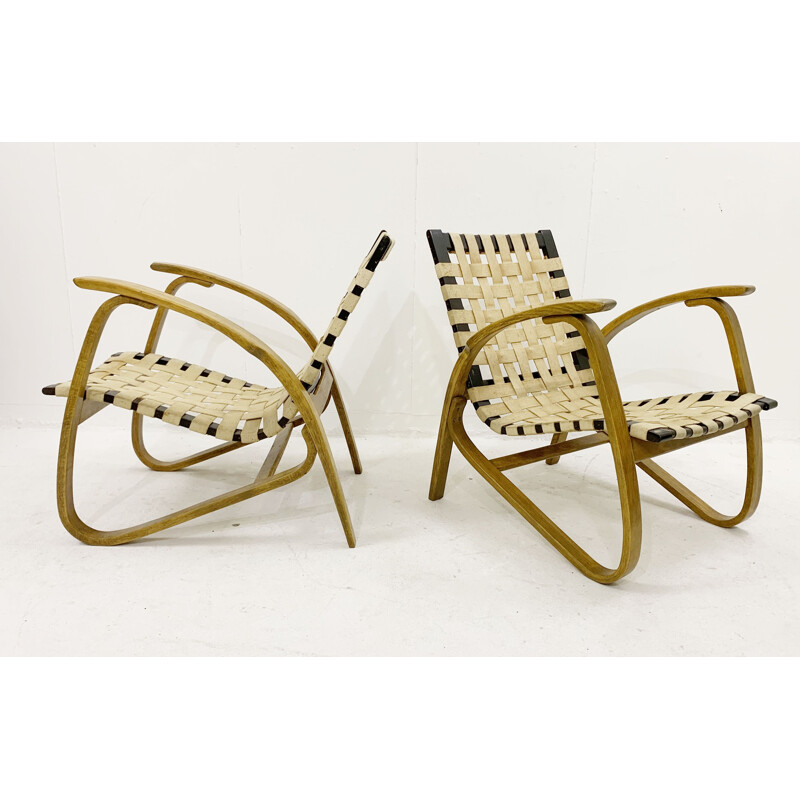 Pair of vintage bentwood armchairs by Jan Vanek for Up Závody, Czechoslovakia 1930