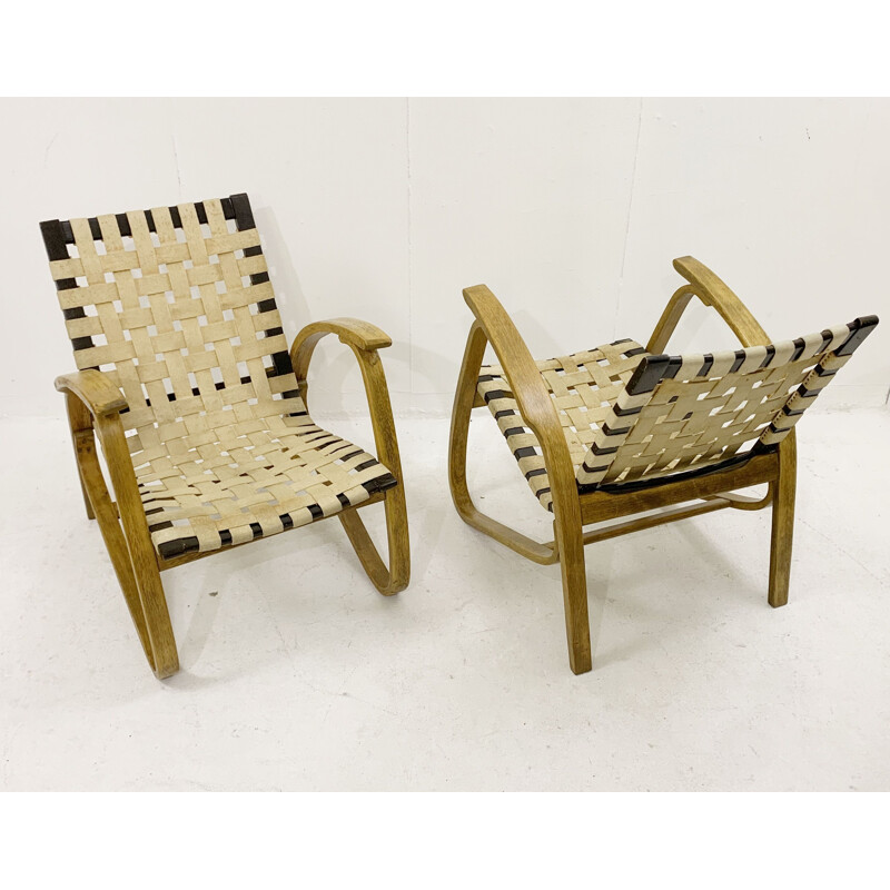 Pair of vintage bentwood armchairs by Jan Vanek for Up Závody, Czechoslovakia 1930