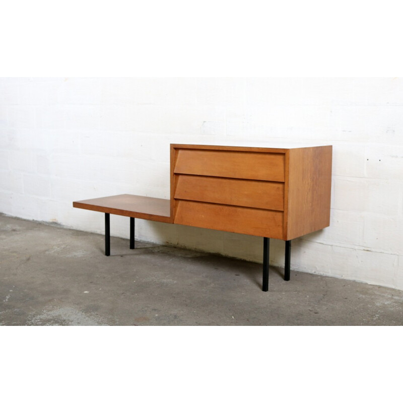 Small Belgian chest of drawers in wood and formica, Jos DE MEY - 1960s