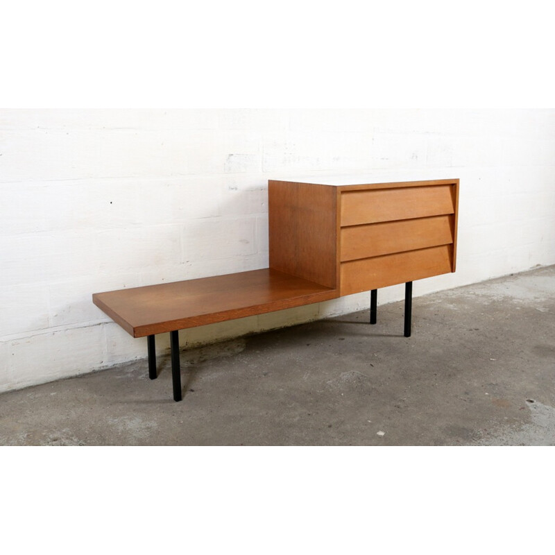 Small Belgian chest of drawers in wood and formica, Jos DE MEY - 1960s