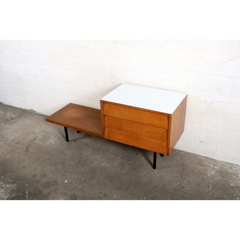 Small Belgian chest of drawers in wood and formica, Jos DE MEY - 1960s