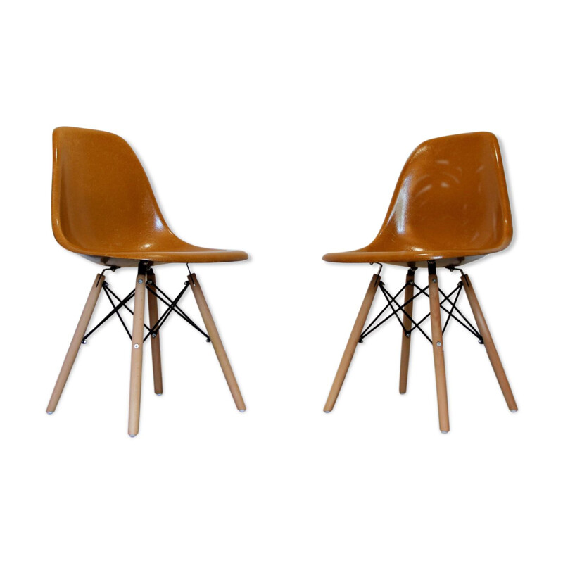 Paar vintage Dsw stoelen van Charles en Ray Eames voor Herman Miller, 1960