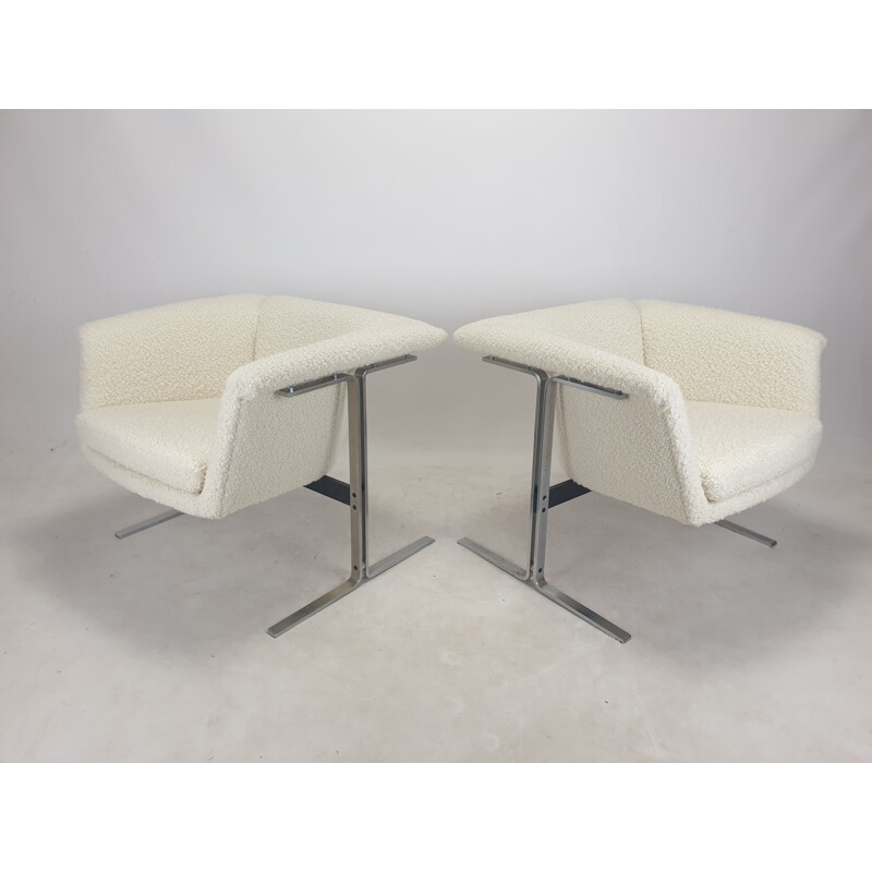 Paar vintage fauteuils in wollen bouclé stof van Geoffrey Harcourt voor Artifort, 1963
