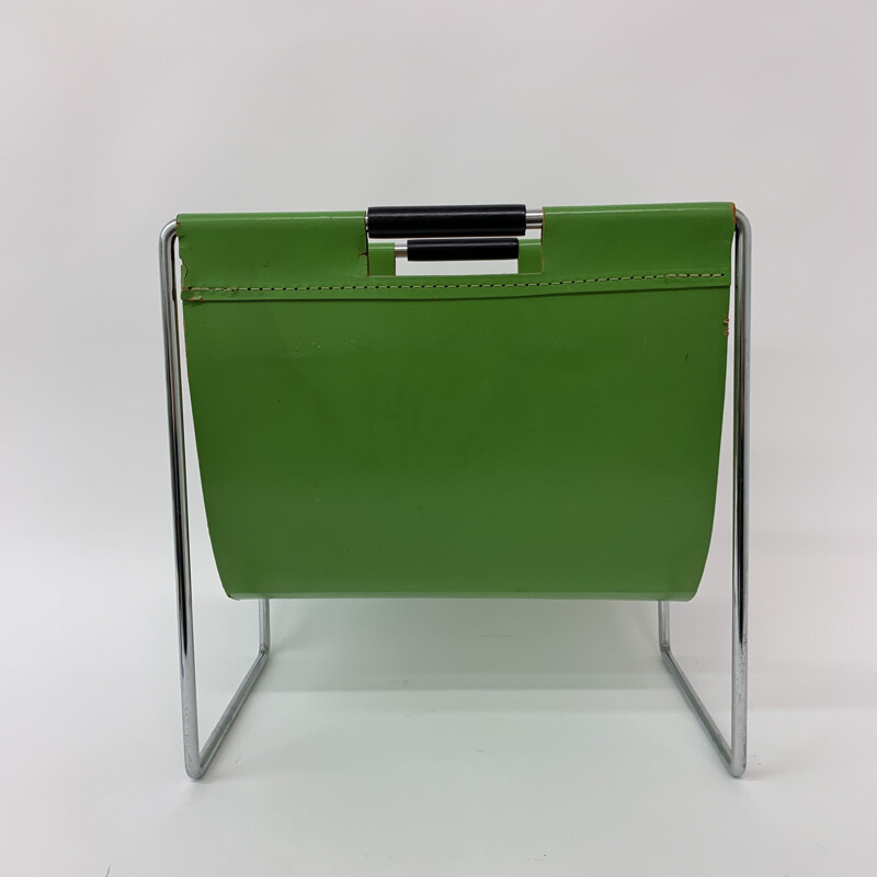 Vintage Brabantia leather magazine rack by Dadime, 1970s