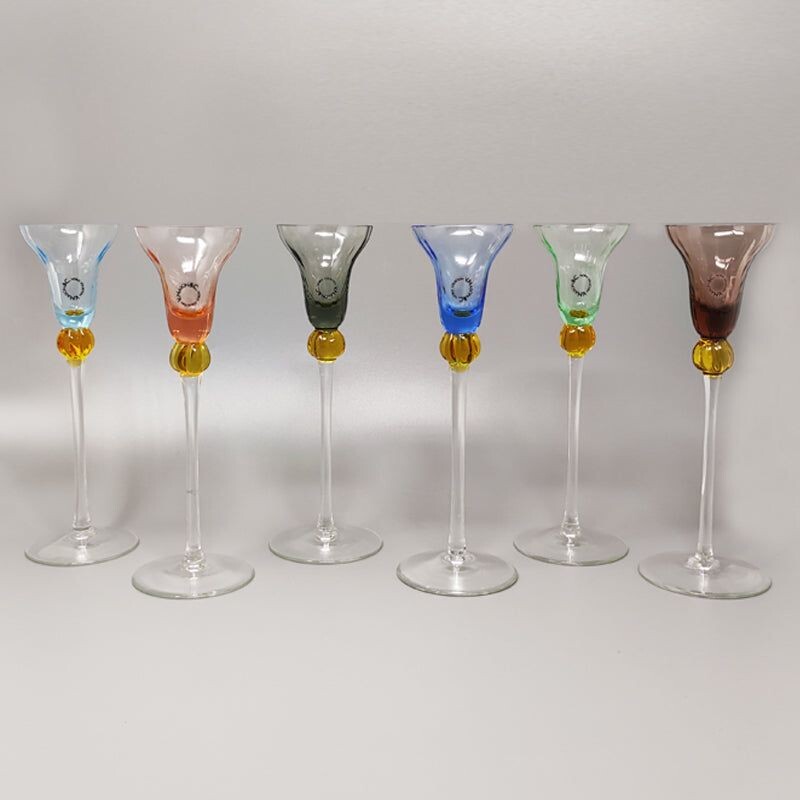 Ensemble de 6 verres Murano vintage par Nason, Italie 1970