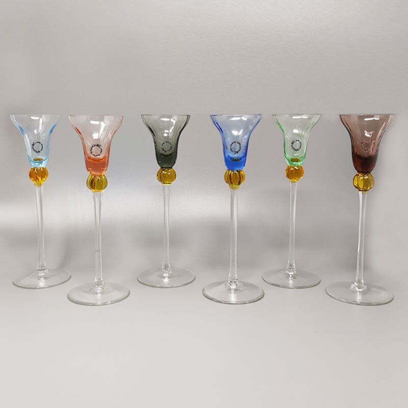 Set of 6 vintage Murano glasses by Nason, Italy 1970s