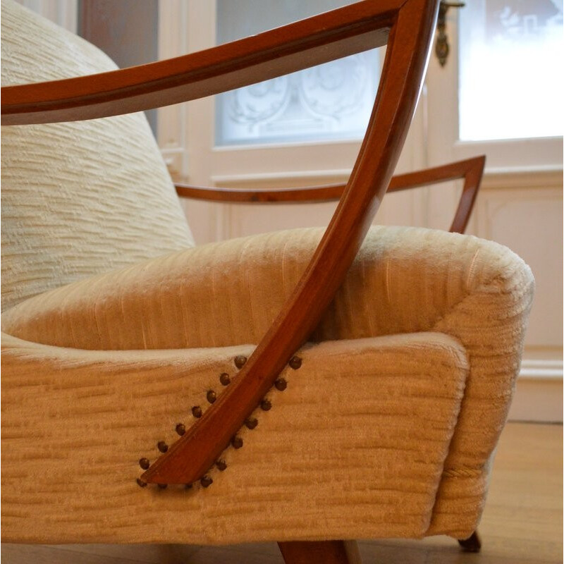 Pair of silk velvet armchairs - 1950s