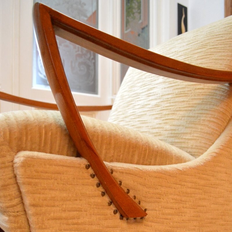 Paire de fauteuils velours de soie - 1950