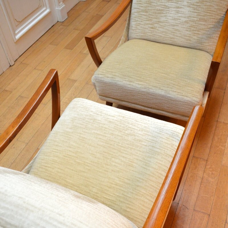 Pair of silk velvet armchairs - 1950s