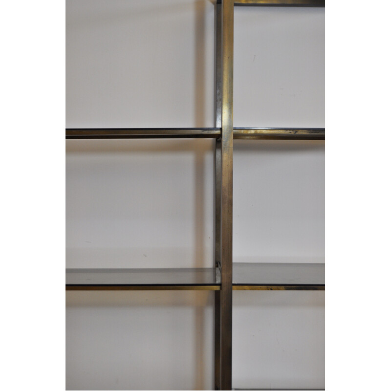 Brass and smoke glass bookshelves - 1970s