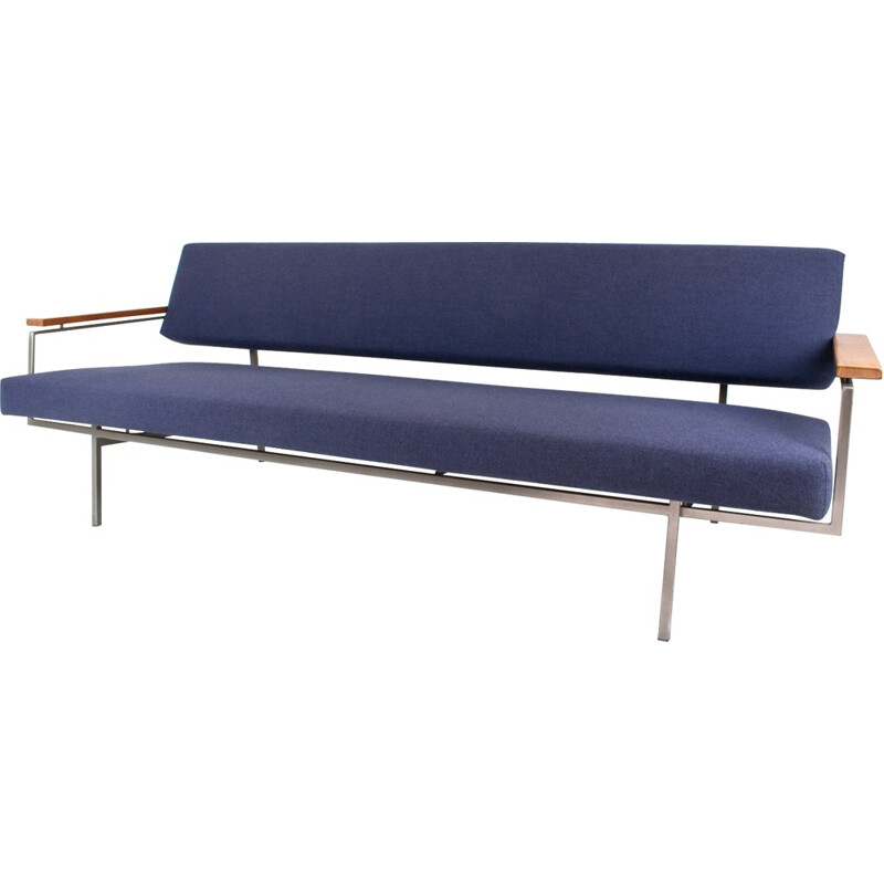 Blue sofa with teak armrest, Rob PARRY - 1950s