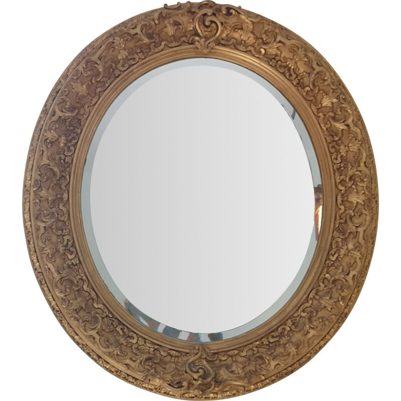 miroir ovale vintage - bois