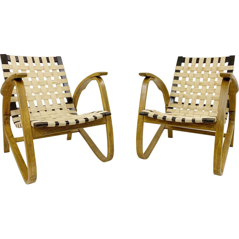 Pair of vintage bentwood armchairs by Jan Vanek for Up Závody, Czechoslovakia 1930