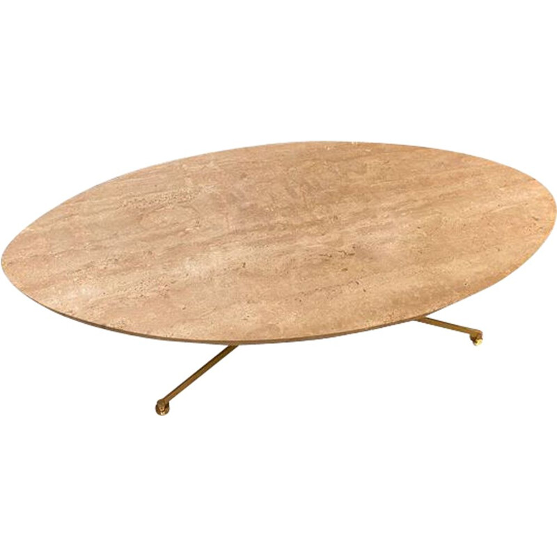 Mesa de centro vintage de mármol beige de Michel Kin para Arflex, 1960