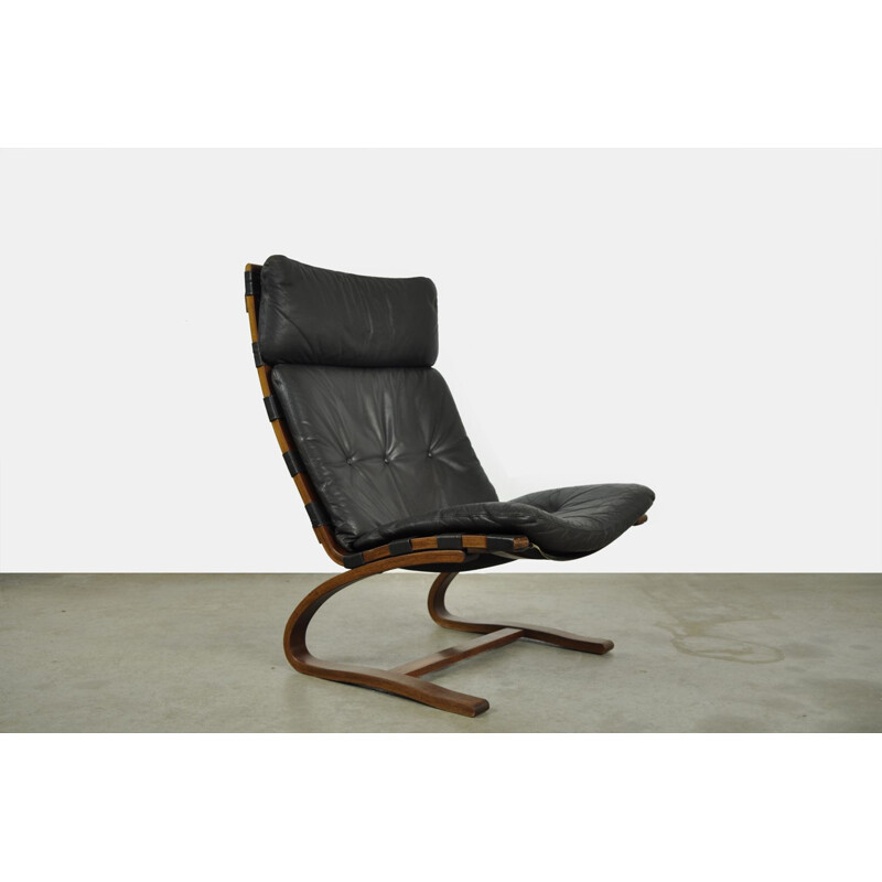 Fauteuil scandinave vintage avec repose-pieds par Ingmar Relling pour Westnofa, Norvège 1970