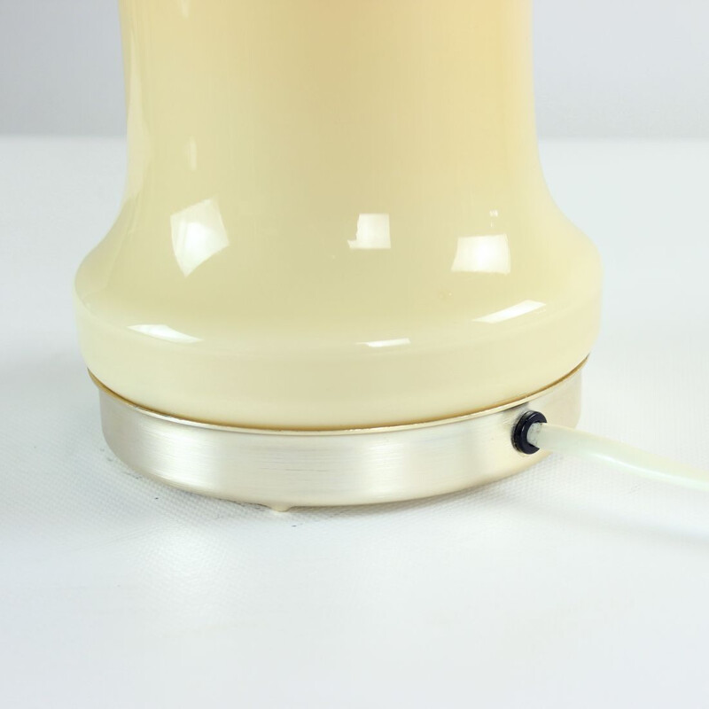 Vintage beige opaline glass table lamp by Ivan Jakes, Czechoslovakia 1960s