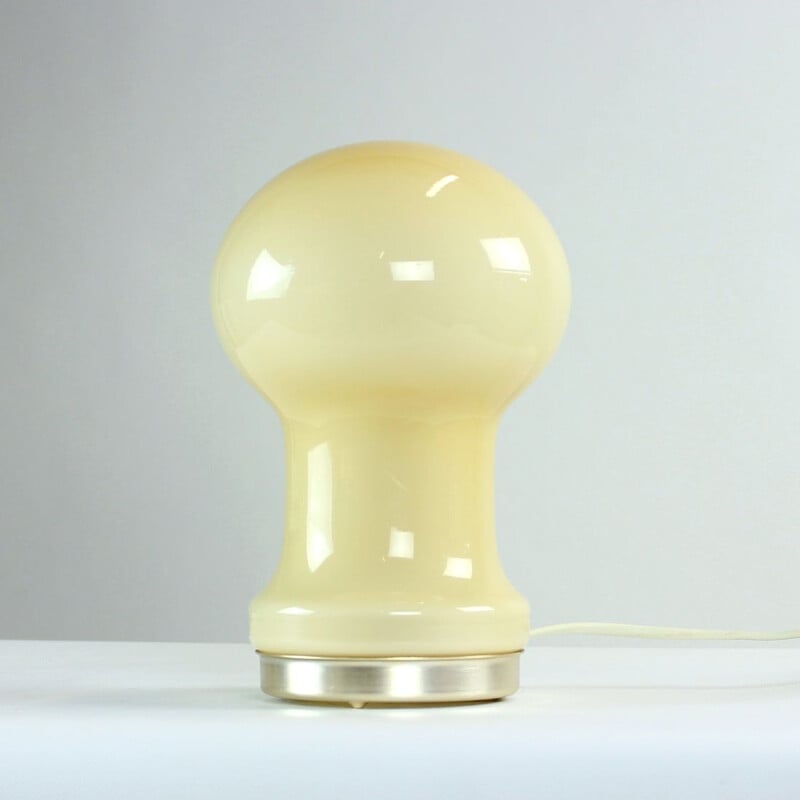 Vintage beige opaline glass table lamp by Ivan Jakes, Czechoslovakia 1960s