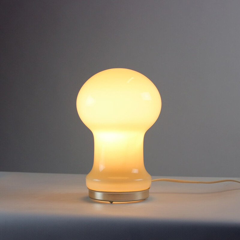 Vintage beige opaline glass table lamp by Ivan Jakes, Czechoslovakia 1960s