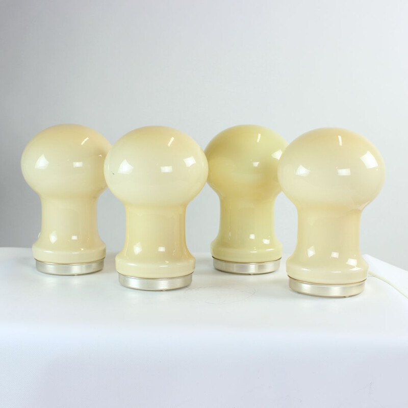 Vintage beige opaline glass table lamp by Ivan Jakes, Czechoslovakia 1960s