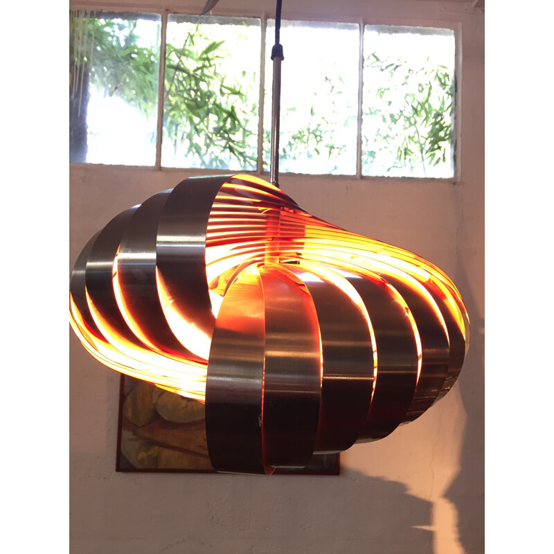 Lyfa brushed aliminum pendant light, Henri MATHIEU - 1970