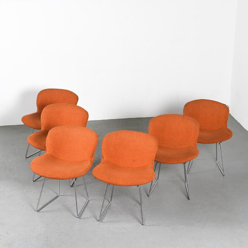 Set of 6 vintage Wire chairs by Harry Bertoia for Knoll International, 1970s