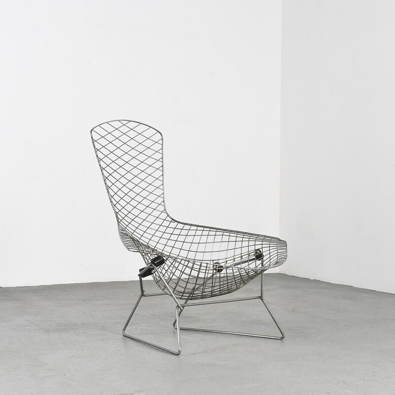 Vintage armchair with ottoman "Haut Diamant" by Harry Bertoia for Knoll, 1955s