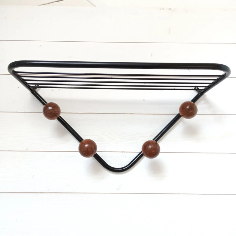 Vintage metal wall coat rack, 1950s