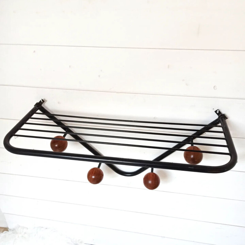 Vintage metal wall coat rack, 1950s