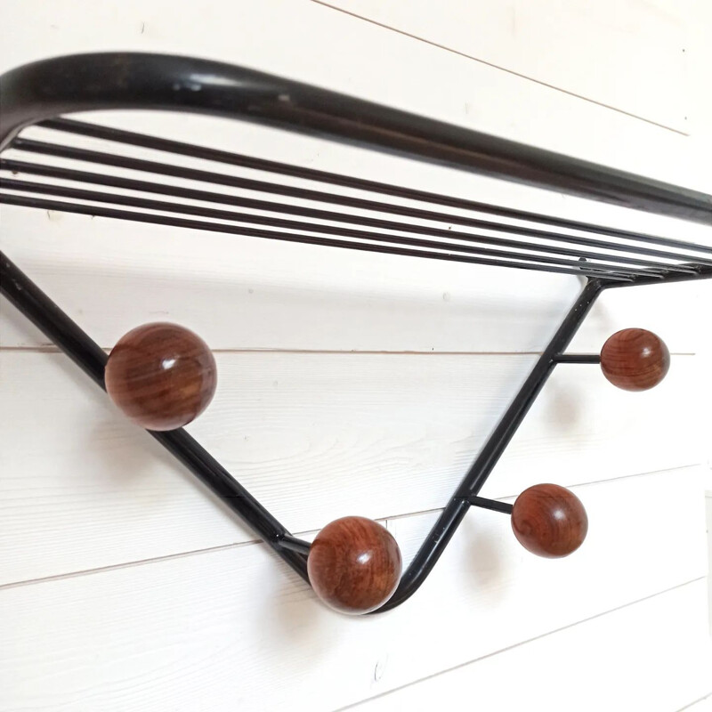 Vintage metal wall coat rack, 1950s