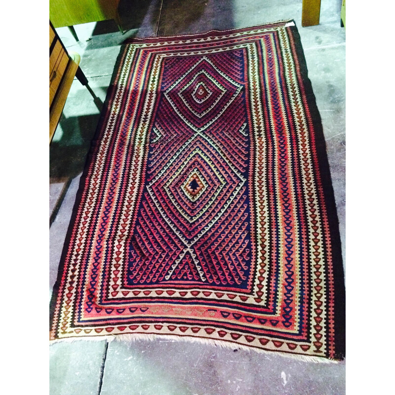 Grand tapis Kilim persan en laine - 1950