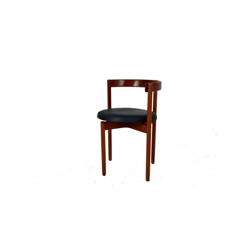 Set of 4 chairs in rosewood and leather - 1960s