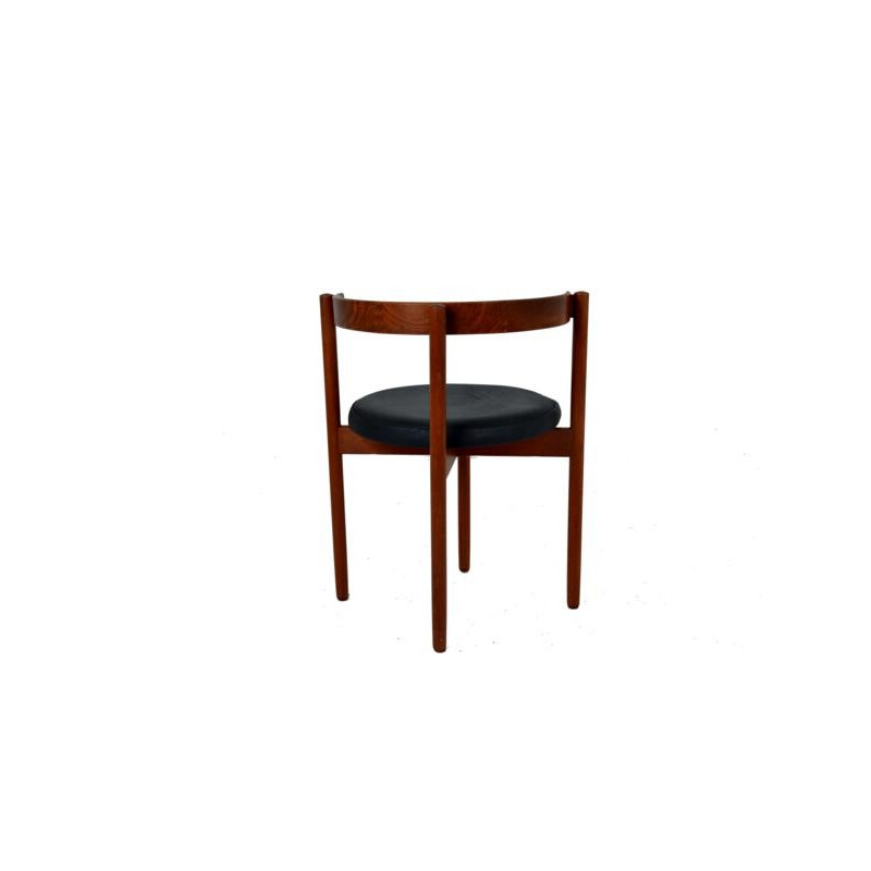 Set of 4 chairs in rosewood and leather - 1960s